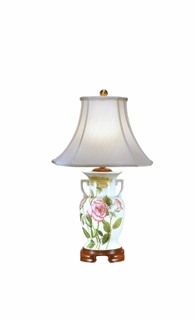 5801 Wildwood Lamps Vase with Roses Lamp with Hand Painted Crackle Porcelain Signature Collection Keiichi Miyamoto