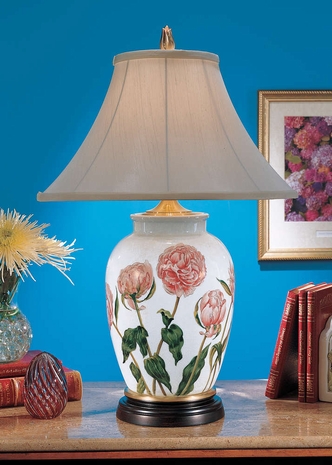 5813 Wildwood Lamps Pink Peonies Lamp