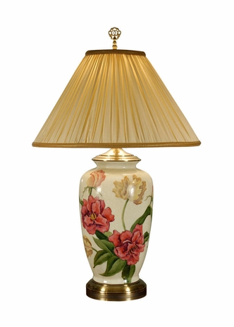5823 Wildwood Lamps Camellias Lamp with Hand Painted From Real Flowers Study Kutani Porcelain..Also Roses & Tulips