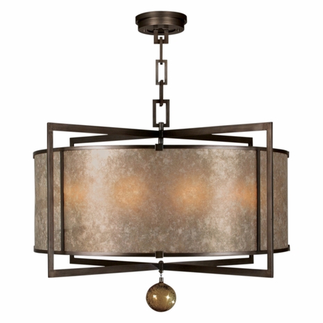 591540 Fine Art Lighting Singapore Moderne 40"W Round Pendant with Bronze Finish