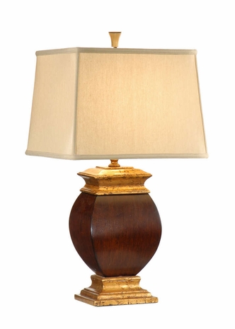 60021 Wildwood Lamps Noble Box Lamp in Burnt Gold W/Distressed Mahogany