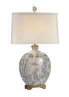 60023 Wildwood 28in. Porcelain Ancient Snuff Bottle Lamp with Silkette Shade and Hand Painted/Gold Leaf Finish