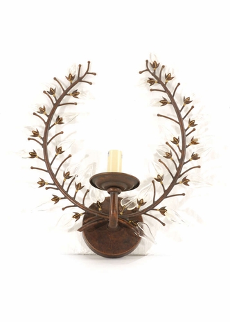 60056 Wildwood Lamps Crystal Leaves Sconce