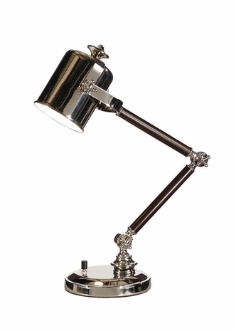 60229 Wildwood Lamps Adjustable Cylinder Lamp - Polished Nickel/Dark Walnut Finish
