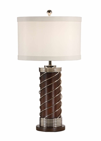 60233 Wildwood Wood Dark Walnut Wrapped Cylinder Lamp