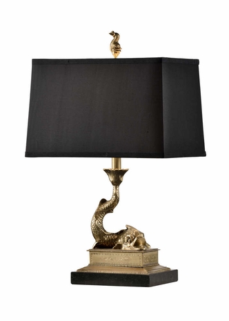 60318-2 Wildwood Solid Brass Antique Patina Mounted Dolphin Lamp (Right)