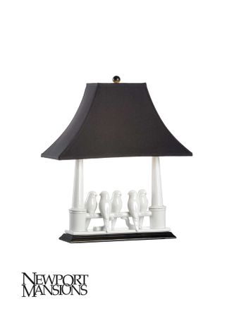 60355 Wildwood Budgies Lamp - White