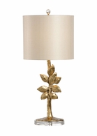 60390 Wildwood 29in. Composite Juliet Lamp with Linen Shade and Gold Leaf/Clear Finish