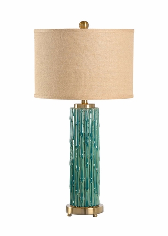 60404 Wildwood Ceramic Teal Glaze Malay Lamp