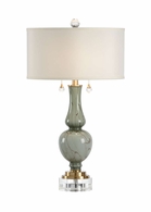 60459 Wildwood 28in. Art Glass Belle Mont Lamp with Silkette Shade and Gray/Clear Finish