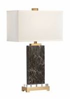 60462 Wildwood 27.5in. Marble Jackson Lamp with Silkette Shade and Natural Brown/Antique/Clear Finish