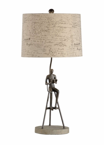 60482 Wildwood Iron/Cement Wrought Iron/Cement Webster Lamp