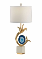 60502 Wildwood 31.5in. Composite Zulli Lamp - Blue/Gold with Silkette Shade and Gold Leaf/Natural White/Blue Dyed Finish