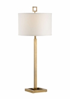 60515 Wildwood 36in. Brass Fielden Lamp with Linen Shade and Antique Finish