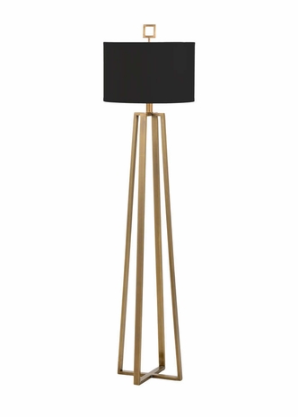 60523-2 Wildwood 56in. Brass Colson Floor Lamp with Paper Shade and Antique Brass Finish