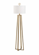 60523 Wildwood 56in. Brass Colson Floor Lamp with Linen Shade and Antique Finish