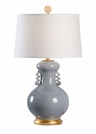 60531 Wildwood 32in. Ceramic Chan Lamp with Linen Shade and Slate Gray Crackle Glaze/Gold Leaf Finish