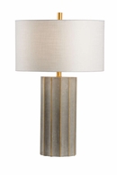 60584 Wildwood 29in. Composite Doric Lamp with Linen Shade and Natural Concrete/Gold Leaf Finish