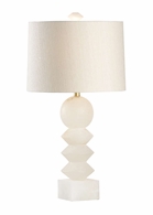60598 Wildwood 30.5in. Alabaster Ziegfeld Lamp with Raw Silk Shade and Natural White Finish