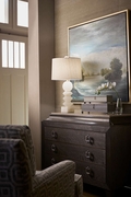 60598 Wildwood 30.5in. Alabaster Ziegfeld Lamp with Raw Silk Shade and Natural White Finish
