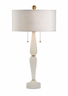 60622 Wildwood 32in. Alabaster Adele Lamp with Silkette Shade and Natural White/Antique Brass Finish