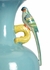 60628 Wildwood 30in. Porcelain Tori Lamp - Blue with Linen Shade and Blue Glaze/Gold Leaf Finish