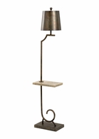 60644 Wildwood 60.5in. Wrought Iron/Marble Langston II Floor Lamp with Metal Shade and Scorched Bronze/Natural Gray Finish