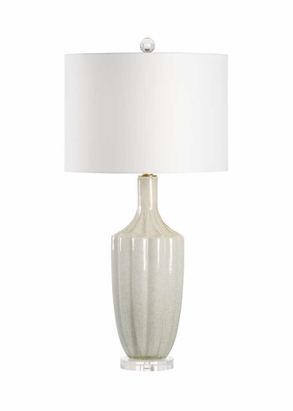 60654 Wildwood Glass White/Gold Flecks Bacall Lamp