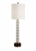 60681 Wildwood 36in. Acrylic Bubblicious Lamp with Linen Shade and Clear/Natural Black/Antique Brass Finish