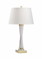 60696 Wildwood 31in. Crystal Hadley Lamp with Silkette Shade and Clear/Antique Brass Finish