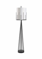 60723 Wildwood 65in. Iron Otis Floor Lamp with Linen Shade and Satin Black Finish