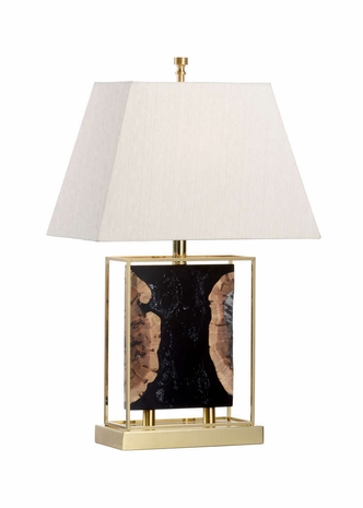 60736 Wildwood Metal/Composite Antique Brass/Black/Brown Ozark Lamp - Black
