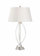 60766 Wildwood 34in. Acrylic Trifecta Lamp with Linen Shade and Clear/Antique Silver Leaf Finish