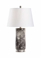 60773 Wildwood 30in. Ceramic Bolle Lamp - Gray with Linen Shade and Black/Cream Glaze Finish