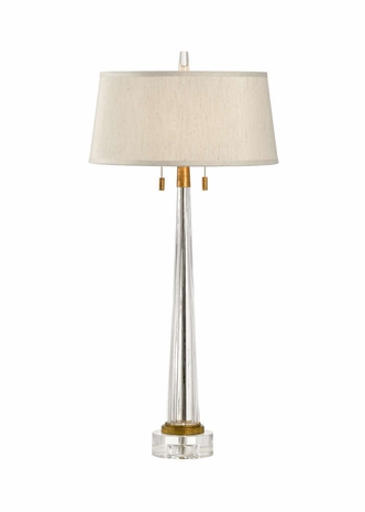 60783 Wildwood 36.5in. Glass J. Graham Lamp with Linen Shade and Clear Finish