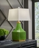 60788 Wildwood 31.5in. Porcelain Holden Lamp - Lime with Silkette Shade and Lime Glaze/Antique Brass Finish