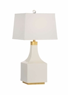 60800 Wildwood 32.5in. Ceramic Palmer Lamp - Snow with Silkette Shade and Snow Glaze/Antique Gold Leaf Finish