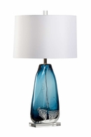 60879 Wildwood 30.5in. Glass Clauseen Lamp with Silkette Shade and Ocean/Silver Leaf/Clear Finish