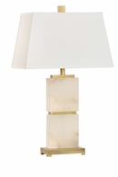 60880 Wildwood 29.5in. Alabaster Parker Lamp with Linen Shade and Natural White/Antique Finish