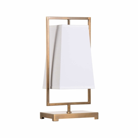 60899 Wildwood 21in. Iron Belle Meade Lamp with Linen Shade and Antique Brass Finish