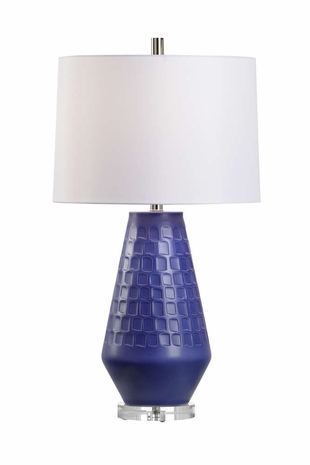 60935 Wildwood Ceramic Blue Glaze Rohe Lamp - Blue
