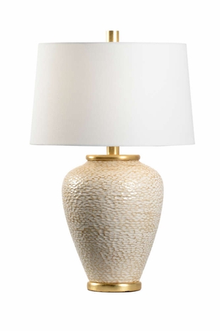 60939 Wildwood Ceramic Textured Worn White Glaze Marie Lamp