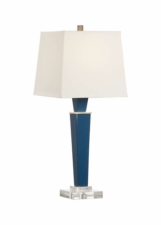 61016 Wildwood Ceramic/Metal Blue/Silver Leaf Harbour Court Lamp
