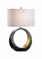 61070 Wildwood 25.5in. Iron Ophelia Lamp with Linen Shade and Matte Black/Antique Gold Leaf Finish