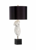 61101 Wildwood 33.5in. Ceramic/Composite Peitho Lamp with Silkette Shade and White Glaze/Black Finish