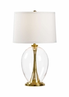 61110 Wildwood 27.5in. Glass Allanah Lamp - Gold with Silk Shade and Clear/Polished Brass Finish