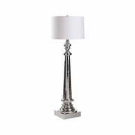 61131 Wildwood 60.5in. Stainless Steel The Tuscan Order Floor Lamp with Linen Shade and Polished Nickel Finish