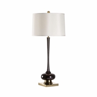61138 Wildwood 40.5in. Enamel Amaya Lamp with Silk Shade and Black/Brass Plated Finish