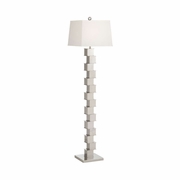 61187 Wildwood 64in. Stainless Steel The Square Mile Floor Lamp with Silkette Shade and Polished Nickel Finish