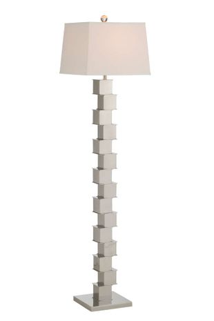 61187 Wildwood 64in. Stainless Steel The Square Mile Floor Lamp with Silkette Shade and Polished Nickel Finish